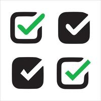 Set of check icons in green and black. symbol, sign, yes, right vector