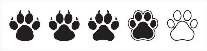 Silhouette of cat and dog paw print. vector