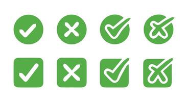 Check mark icon button set. Check box icon with right and wrong buttons and yes or no checkmark icon vector