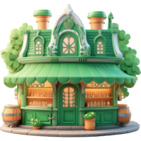 3D minimal Irish pub cartoon style S. Patrick theme isolated png