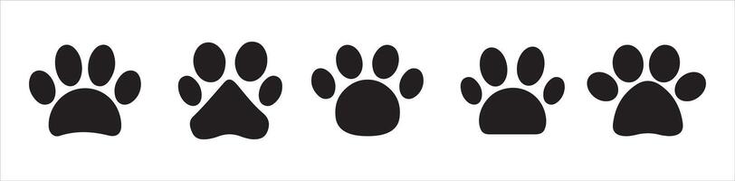 Paw icon set illustration. paw print sign and symbol.Black pawprint animal track divider border stripe design element vector