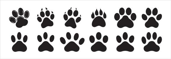 Paw icon. Black pawprint animal track divider border stripe design element vector
