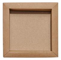 Empty brown square cardboard box on isolated background, top view photo