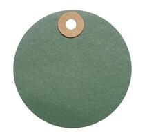 Round green paper tag with hole on isolated background photo