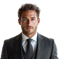 Professional man in formal suit posing with a confident expression against a plain background png