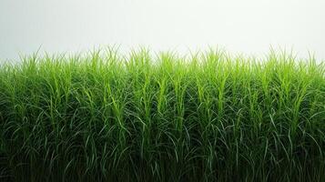 Vibrant green grass dances softly in the wind, welcoming a sunny day photo
