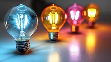 Vibrant light bulbs glow warmly, creating an inviting atmosphere in low light photo