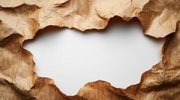 Torn paper reveals a smooth white surface, creating a unique visual contrast photo