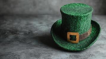 A striking green top hat awaits wearers for a joyful celebration photo