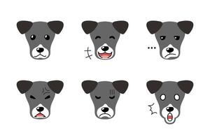 Set of character dog faces showing different emotions for design. vector
