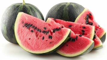 Slices of ripe watermelon waiting to be enjoyed on a warm, sunny day photo