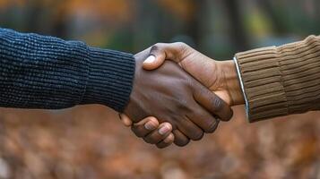 Two hands shake, signifying a moment of connection photo