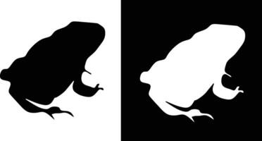 Black and white frog silhouette illustration conveying simplicity and sophistication, ideal for graphic design or creative projects. vector