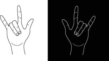 Illustration of a Hand Sign Language Gesture on White and Black Backgrounds vector