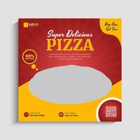 Food menu and delicious pizza social media post or web banner template vector