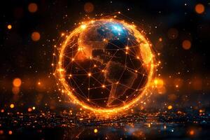 Global Connectivity Concept with Futuristic Digital Globe and Network Visualization photo