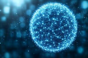 Digital Network Sphere with Glowing Connections - Abstract Technology Background for Innovation Design photo