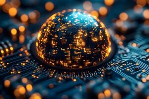 Futuristic Technology Dome Illuminated Circuit Innovation Background for Digital Design photo
