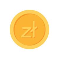 Poland Polish Zloty Gold currency coin flat icon design illustrations vector