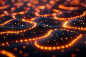 Glowing Abstract Pattern with Orange LED Lights on Dark Surface for Modern Design photo