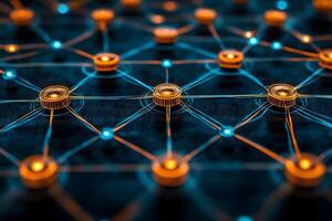 Futuristic Network Visualization - Concept of Digital Connectivity and Data Exchange photo