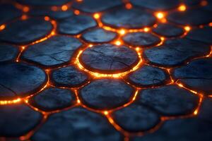 Abstract Lava Texture with Glowing Cracks for Background Design photo