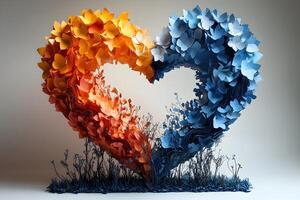 Paper Heart Sculpture with Autumn and Winter Themes for Art and Design photo