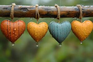 Rain-Kissed Heart Decorations Rustic Charm for Home and Garden Design photo