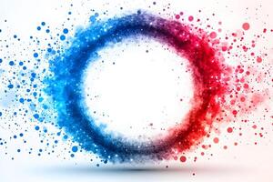 Abstract Circular Design with Blue and Red Splatter for Modern Art Prints photo