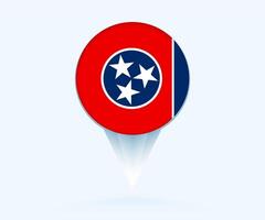 Map pointer with flag of Tennessee. vector
