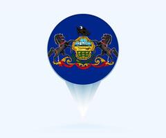 Map pointer with flag of Pennsylvania. vector