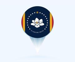 Map pointer with flag of Mississippi. vector