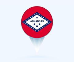 Map pointer with flag of Arkansas. vector