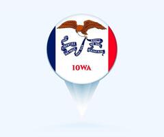 Map pointer with flag of Iowa. vector
