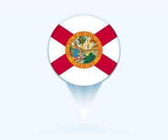 Map pointer with flag of Florida. vector