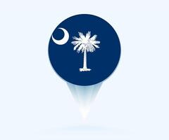 Map pointer with flag of South Carolina. vector