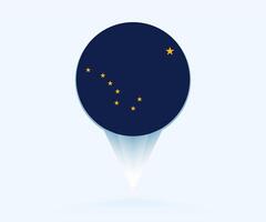 Map pointer with flag of Alaska. vector