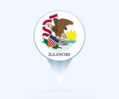 Map pointer with flag of Illinois. vector