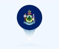 Map pointer with flag of Maine. vector