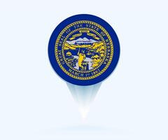 Map pointer with flag of Nebraska. vector