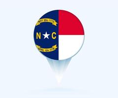 Map pointer with flag of North Carolina. vector