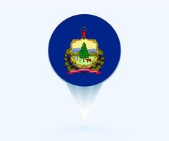 Map pointer with flag of Vermont. vector