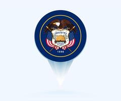 Map pointer with flag of Utah. vector