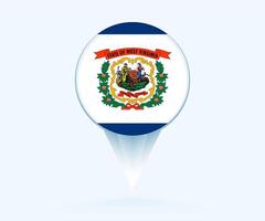 Map pointer with flag of West Virginia. vector