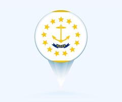 Map pointer with flag of Rhode Island. vector