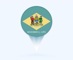Map pointer with flag of Delaware. vector