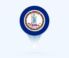 Map pointer with flag of Virginia. vector