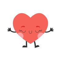 Cartoon heart character with face, hands and feet. Symbol of love. 2 vector