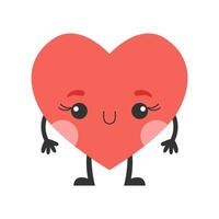 Cartoon heart character with face, hands and feet. Symbol of love. 1 vector