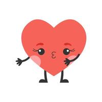 Cartoon heart character with face, hands and feet. Symbol of love. 8 vector